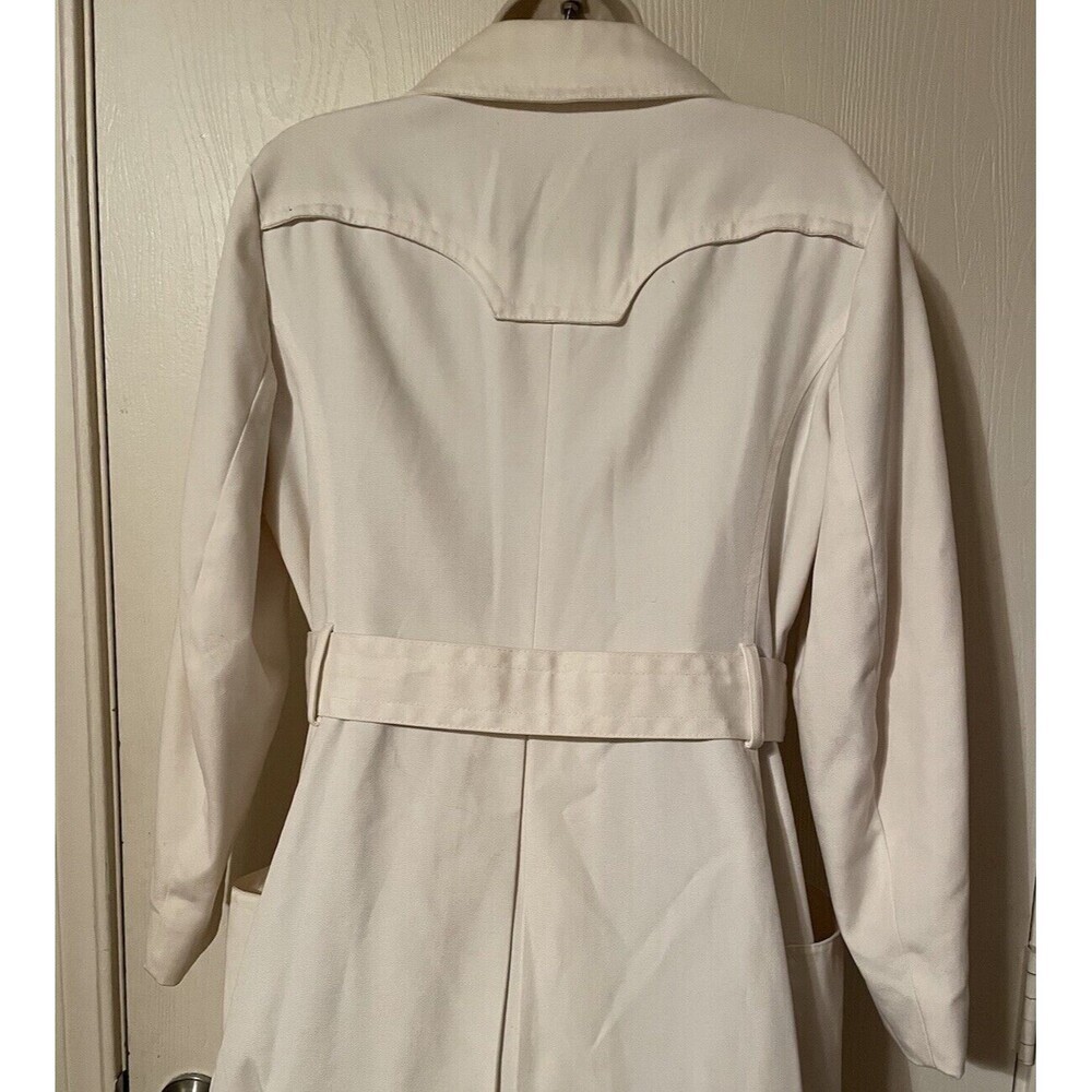 London Fog Off White Maincoat Trench Coat Faux Tortoise Buttons & Buckle - Picture 7 of 16